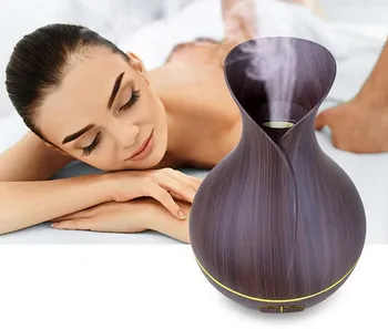 

New Style USB Small Vase Wood Grain Humidifier Aroma Diffuser Home Vehicle-mounted Type