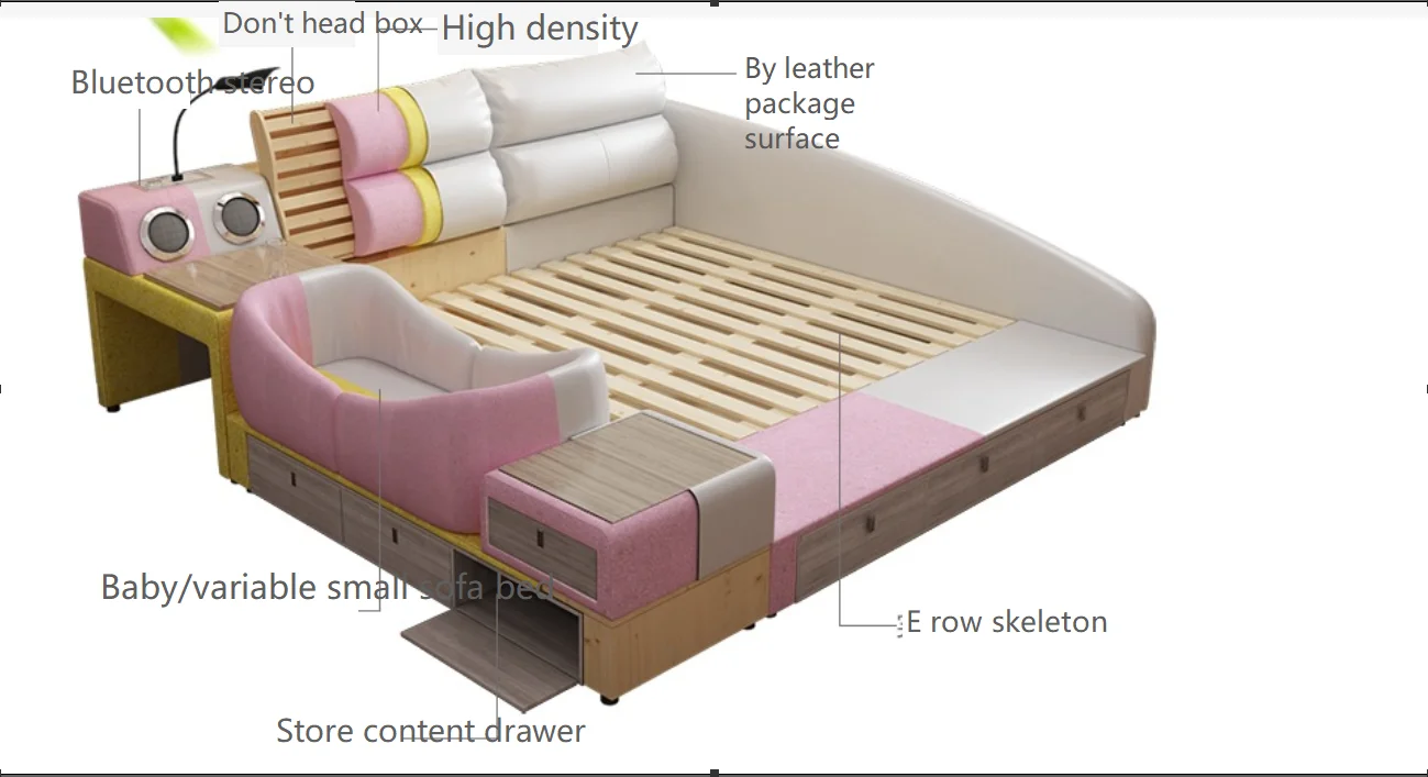 Cama tatami multifuncional de cuero para madre e hijo, moderna, con cama de  bebé - AliExpress