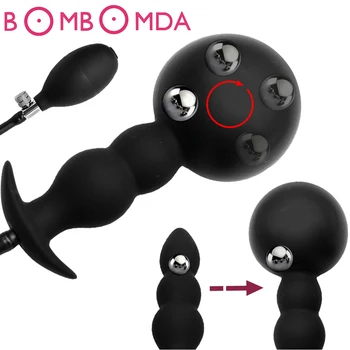 Adult Products Expandable Butt Plug With Metal Ball Silicone Massager Sex Toys for Women Men Inflatable Anal Plug Dilator 1