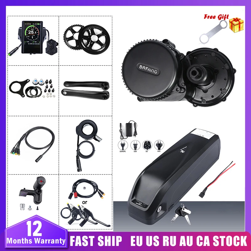 Bafang BBS02B 48V 500W Mid Crank мотор для электрического велосипеда Conversion Kit W/48V 12Ah/17.5Ah фара