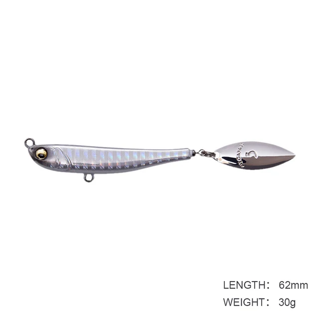 Jig Bait Winter Fishing with Spinner Spoon Fishing Lures 62mm 30g Jigs Trout Winter Fishing Hard Baits Tackle Pesca Makippa 30G Purple