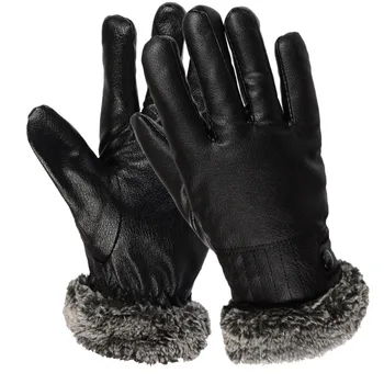 

Women Female Touch Screen Warm Glove Winter PU Leather Gloves Womens Gloves Waterproof Soft Black Driving Wrist Glove Thicken