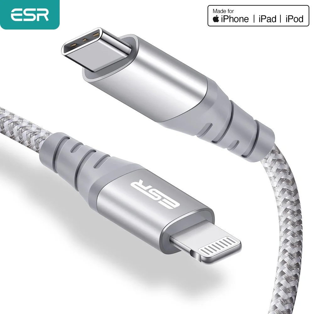 Кабель ESR 30 Вт PD с USB C на Lightning MFi сертифицированный кабель для быстрой зарядки iPhone
