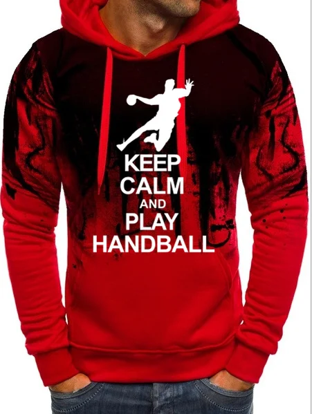 Красный Мужские толстовки MAGLIA MAGLIETTA Swea UOMO SPORT PALLAMANO KEEP CALM HANDBALL 2019tte - Цвет: Красный