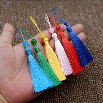 

50pcs/lot 7cm Polyester Hanging Rope Silk Tassels Beads Fringe Sewing Trim Key Tassels for DIY Bookmark Curtain Accessories