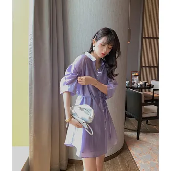 Женское Повседневное платье MISHOW, свободное однотонное платье с полурукавами и высокой талией, MX20B1929, лето 2020