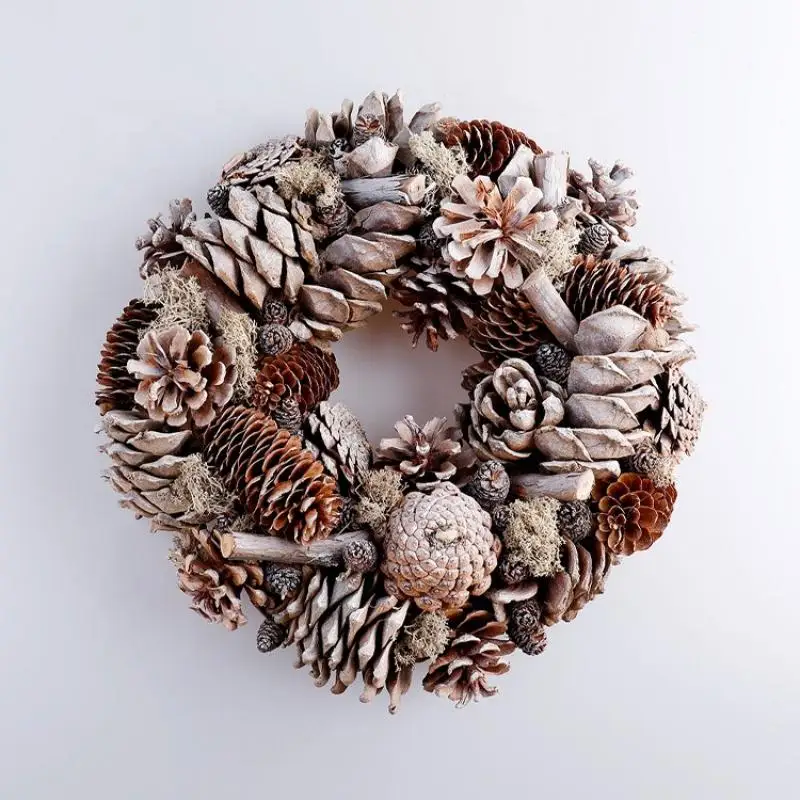 

Christmas Pine Cones Holiday Wreath, Handmade Garlands for Farmhouse Ornament, Wreath on the Door, 15.74"