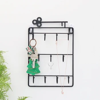 

Multi-function Storage Wrought Iron Racks Wall Key Hook Hanging Basket Creative Wall Decoration Storage Racks