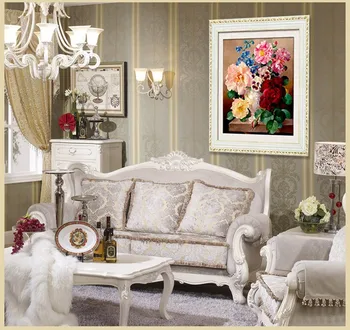 

Table Vase Rose Peony Flower Printed Cross Stitch Needlework DIYSet for Embroidery Kit Cross Stitch Handwork Painting Craft