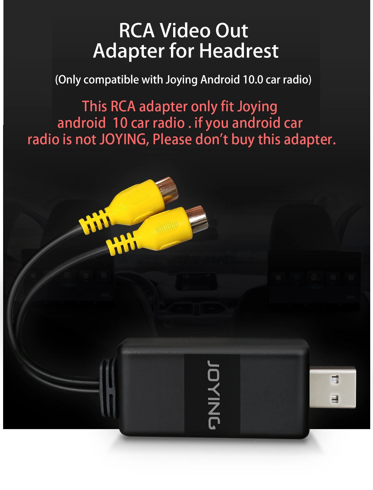 JOYING RCA видео выход адаптер Cbale для подголовника задний экран подходит только Android