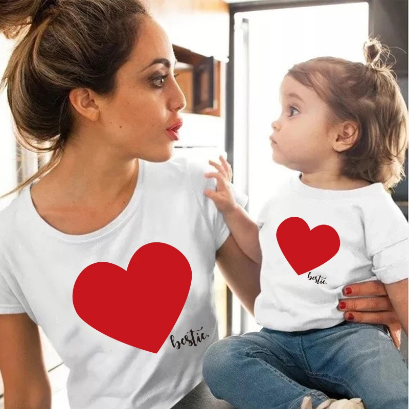 Matching Tshirts Casual T Shirt Kids T Shirt Matching Outfit Family Matching Clothes Funny Family Look T shirt Love Mother And Daughter Clothes Red Baby Cotton Mommy Mom And Me Clothes