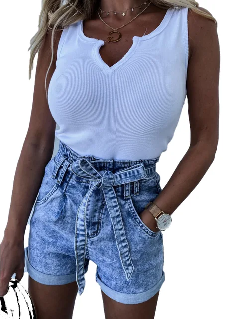Women Fashion Snowflake Shorts Jeans XS 