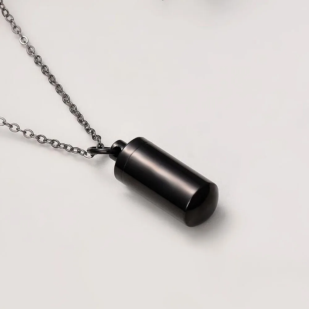 Fashion Memorial Necklace Cylinder Cremation Jewelry Eternity Ashes Urn Keepsake Pendant for Men Women