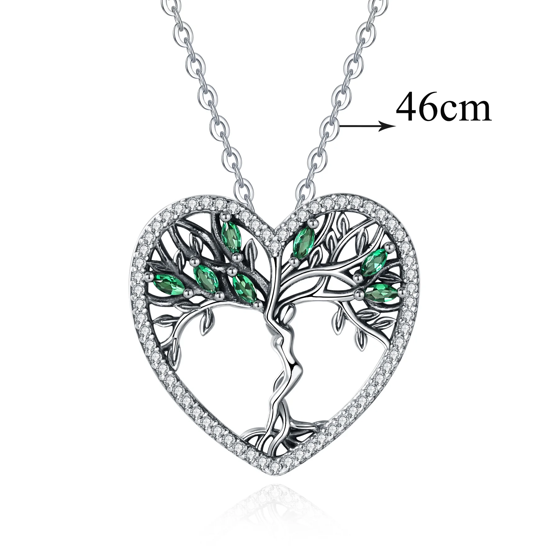 Set 2-18 inch chain Юдора 925 пробы Серебряное Древо жизни подвеска прозрачный зеленый CZ ожерелье s независимая свобода ожерелье богини женские ювелирные изделия D497 - Окраска металла: Set 2-18 inch chain