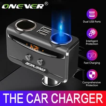 Onever автомобиль USB гнездо для автомобильного прикуривателя с разъемом 12 V-24 V Мощность адаптер макс. 5 в 3.1A устройство для автомобиля с двумя портами USB Зарядное устройство с вольтметром ЖК-дисплей