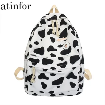 

atinfor Brand Cow Pattern Women Backpack Girls Backpacks College Bookbag Female Casual Knapsack School Bag for Teenagers