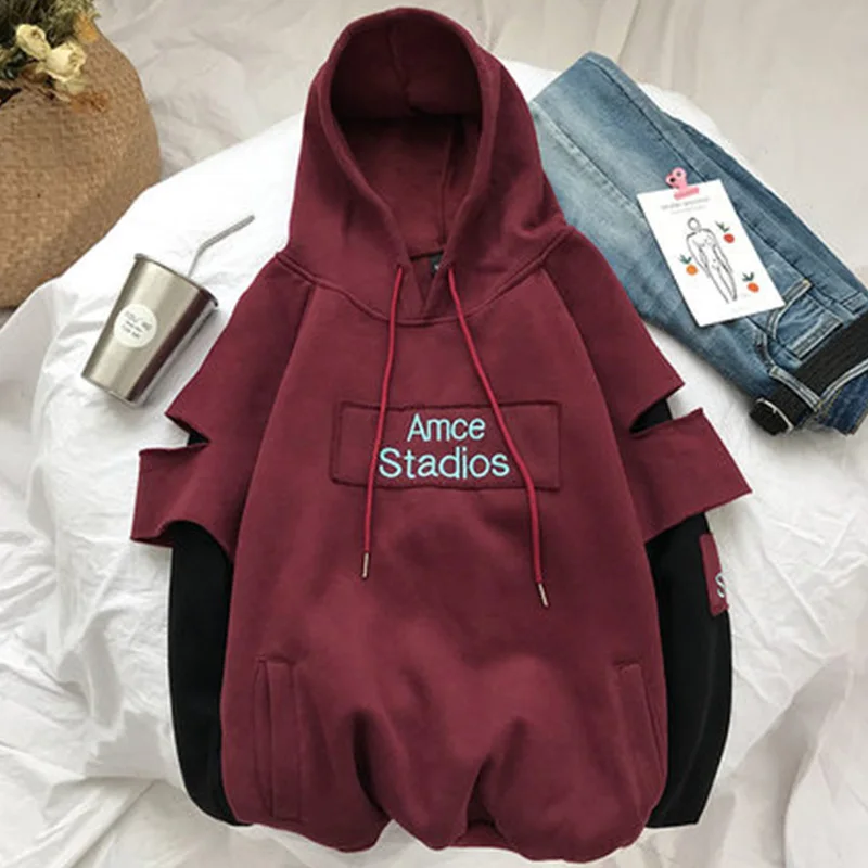 Red Худи, одежда, толстовки, Harajuku, tata, Женская толстовка с длинным рукавом, худи, свободная женская уличная одежда, повседневный спортивный костюм, куртка, топы - Цвет: Red