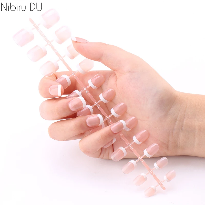 

3 kits Fake Nails French Manicure Nude Full Cover Fake Nails Natural Manicure Nail Art Tips For Office Or Salon