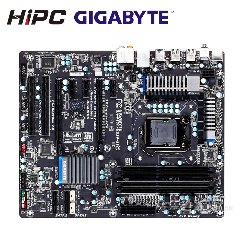 Gigabyte GA-P67A-UD3P-B3 настольная материнская плата P67A-UD3P-B3 P67 Socket LGA 1155 для Core i7 DDR3 32G ATX б/у материнская плата