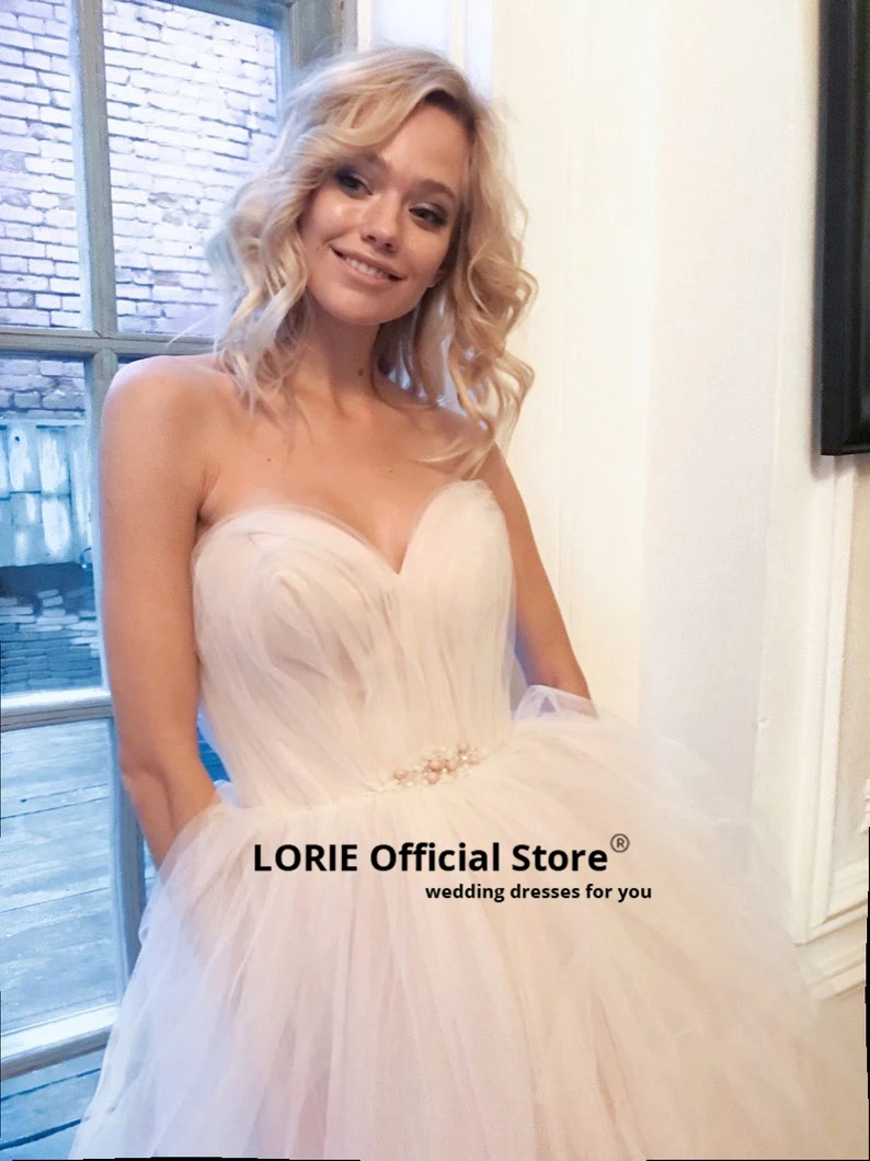 LORIE Новое поступление Свадебные платья ТРАПЕЦИЕВИДНОЕ мягкое Тюлевое свадебное платье Милая принцесса свадебные платья с открытой спиной Вечерние платья