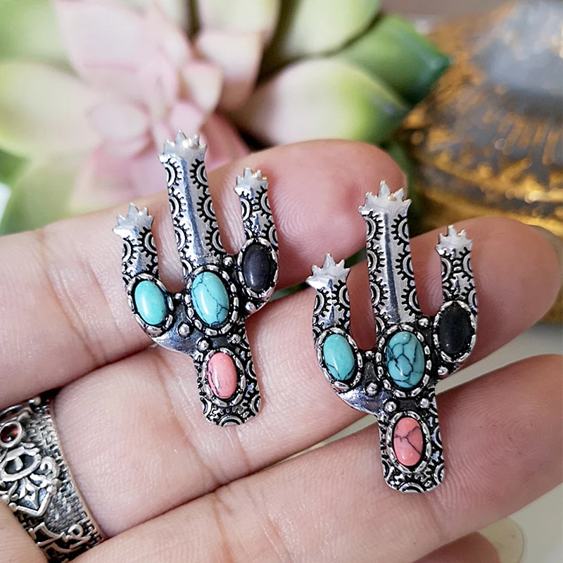 Милые серьги «кактус» Для женщин винтажные серьги-гвоздики серьги из полимеров Bijoux Высокое качество богемные ювелирные аксессуары O4D341 - Окраска металла: earrings