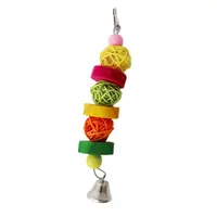 Bird Chew Toy Natural Wood Blocks Rattan Ball Parrot Entertainment Toys for Parakeet Cockatiel Lovebird Mini Macaw 2