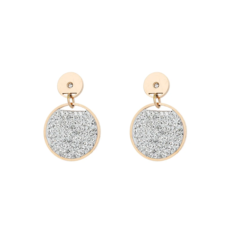 Rose Gold White Yhpup, модный бренд, роскошные стразы, висячие серьги, розовое золото, 316L, нержавеющая сталь, шарм, Oorbellen, для женщин, ювелирные изделия для вечеринки - Окраска металла: Rose Gold White