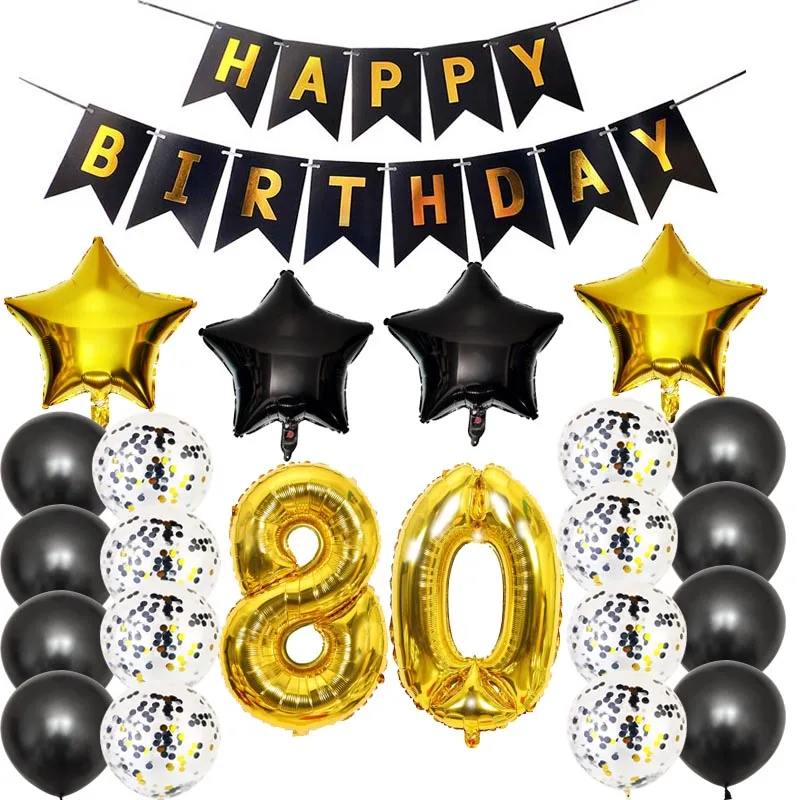 Набор для украшения на день рождения Twins 30th 40th 50th irthday с черным золотом