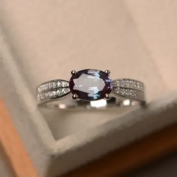 

S925 Sterling Silver Zircon Emerald Oval Topaz Ring Ladies Simple Japanese and Korean New Fashion Wild Accessories
