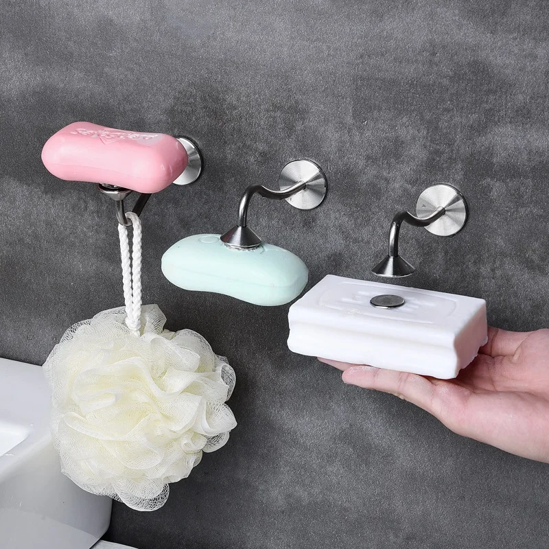 Stainless Steel Magnetic Soap Holder Soap Dispenser Wall Attachment Draining Rack Bathroom Accessories