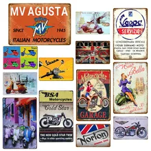 Vespa электромобиль металлические знаки Ariel MV Agusta двигатель автомобиля Железный плакат Паб Бар украшения стены мотоциклы гаража Декор