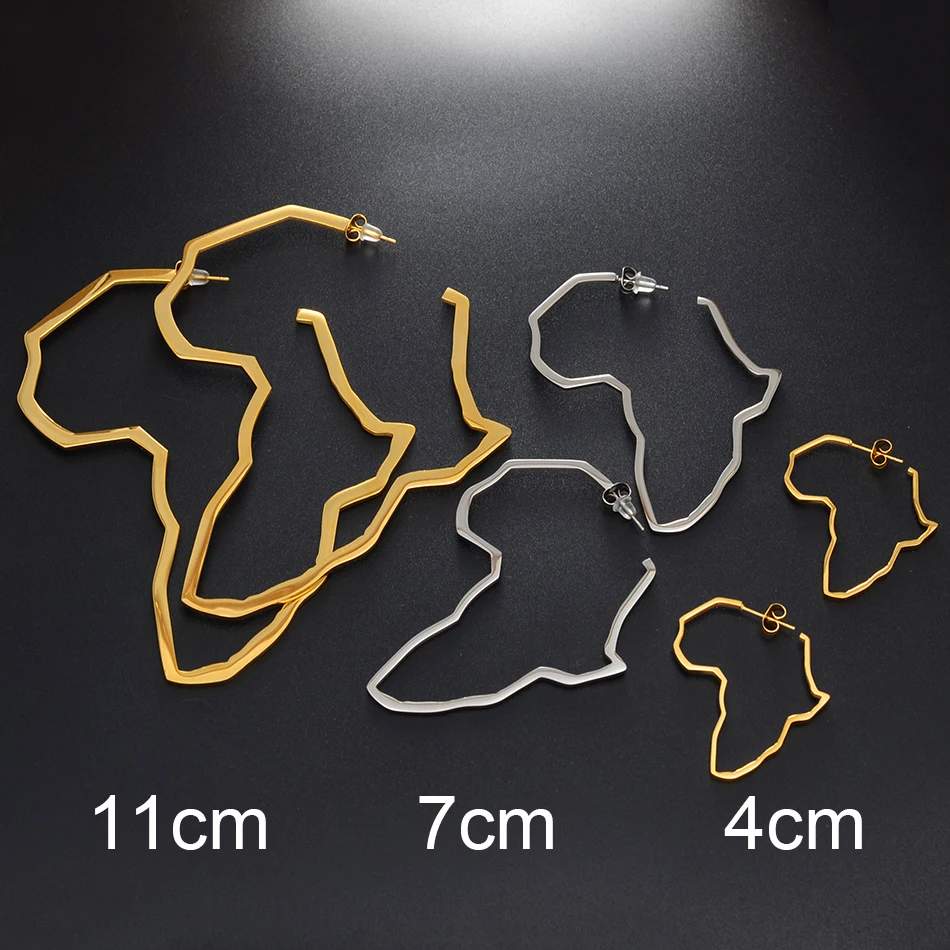 Anniyo African Map Big Earrings Exaggerate Larger Earring Stud Africa Ornaments Traditional Ethnic Hyperbole Jewelry #103721 3