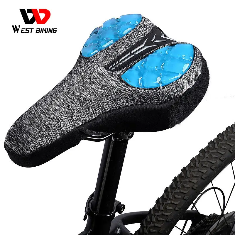 Bike Saddle Seat Anti-Slip Breathable Bicycle Saddle Leather Gel Padded Bike Saddle Cover for Cycling