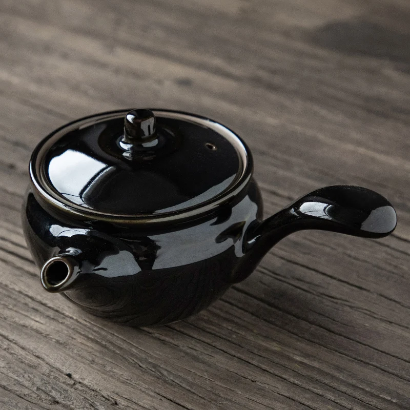 Ручка черный керамический чайник маленький infuser da hong pao фарфоровый японский dzbanek do