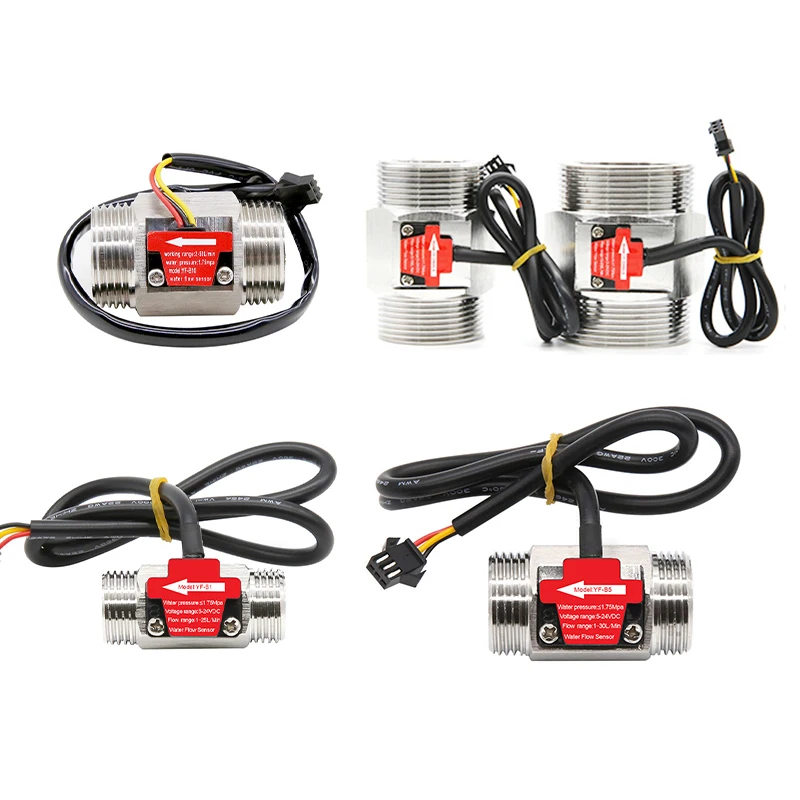1/2" 3/4" 1" 1-1/2" 2" Water Flow Sensor 1.75MPa Hall Sensor Turbine Flowmeter DC5~18V Measure Flow Medium