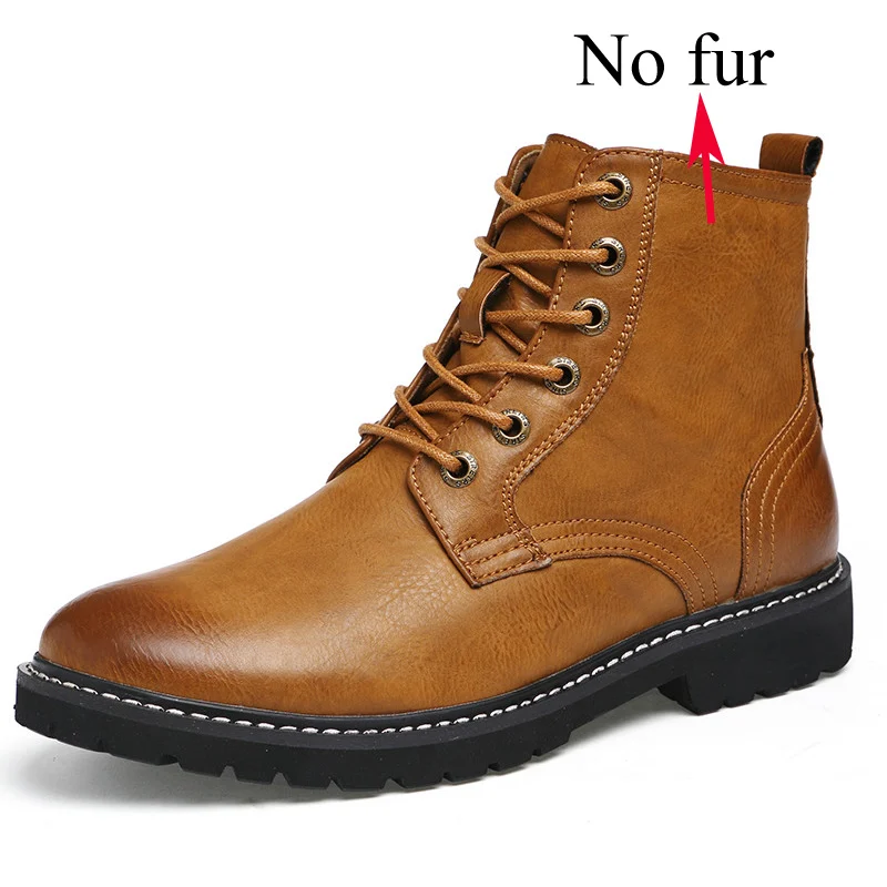 Sanzoog/зимние кожаные ботильоны; мужские ботинки Dr Martins; Botines Hombre Dr. Martens; Erkek Bot Botte Homme; высокие ботинки в британском стиле - Цвет: Brown