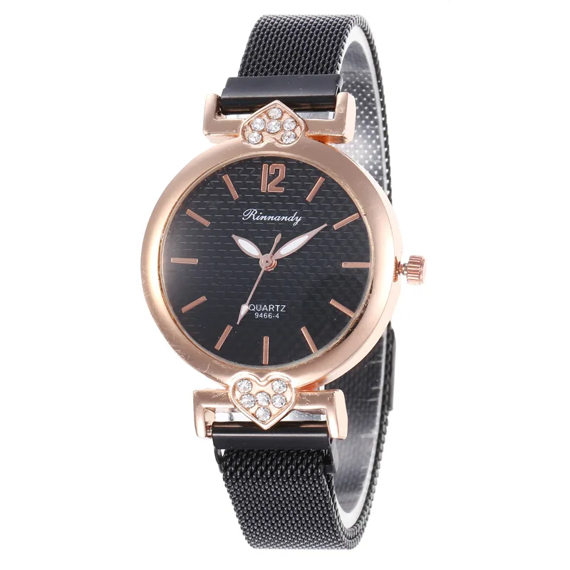 

New Products Rinnandy12 Point With Numbers Triangle Dial Magnetic Buckle Mesh Belt Watch