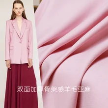 Высококачественная шерстяная ткань, Одноцветный светильник, розовый, двусторонний, с рисунком скелета, шерсть, лен, осень и зима, жилет, куртка, одежда на заказ