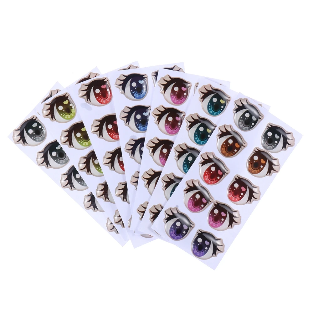 Cute Cartoon Eyes Stickers Anime Figurine Doll Face Organ Paster Long Eyelashes Eyes Clay Decals DIY Doll Accessories 10Pairs doll accessories doll clothes accessories plush doll accessories doll eyelashes