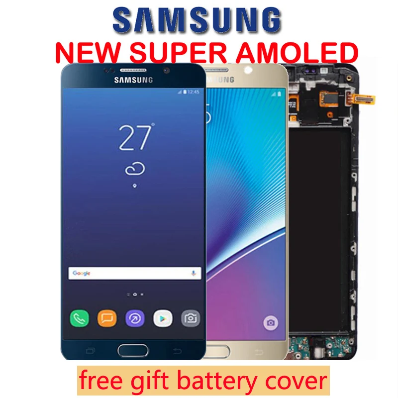 Новый супер AMOLED ЖК дисплей с рамкой для SAMSUNG Note 5 Note5 N9200 SM N920 N920C N920A N920F LCD сенсорный
