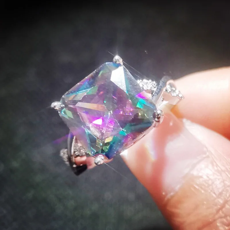 305 Multicolor Lingmei модные женские туфли принцессы розовый и белый AAA Цирконий Серебряное кольцо Размеры 6 7 8 9 10 Sweet Love Стиль ювелирные изделия - Цвет основного камня: 305 Multicolor