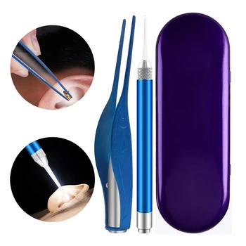 

Ear Pick Set Of Ear Pick Spoon and Ear Tweezers, Ear Wax Removal Tools with LED Light, Ear Cleaning Kit with Storage Box, Safe f