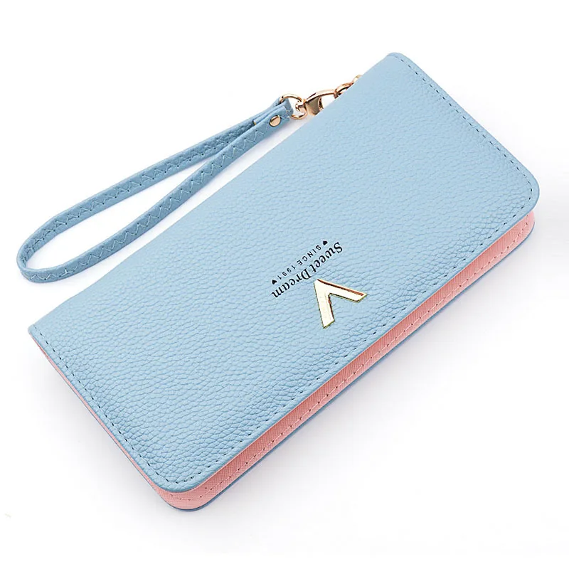 Leather Women's Wallet New Lychee Pattern Zipper Multifunction Large Capacity Purses Women Solid Color Purses Long Female Wallet Leather Women's Wallet New Lychee Pattern Zipper Multifunction Large Capacity Purses Women Solid Color Purses Long Female Wallet