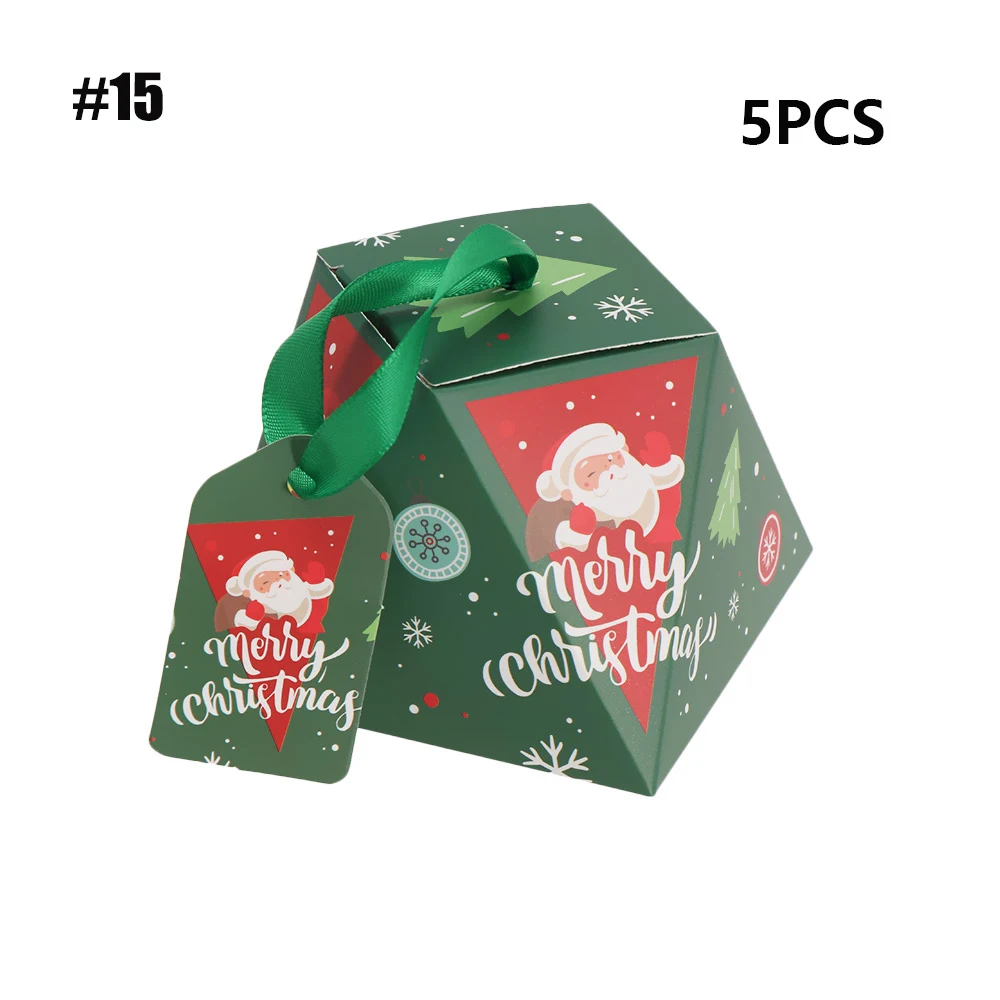 15-5PCS 1/5/10 шт, рождественские полосатые Стиль Apple коробка специальный канун Рождества печенье коробка подарка упаковывая Коробка конфета в виде снеговика коробка - Цвет: 15-5PCS