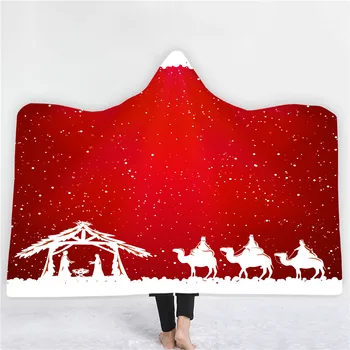 

Christmas Eve Hooded Blanket White Dove/Cross Fleece Blanket 3D Print Home Textile Throw Blanket For Bedroom Wearable Blanket