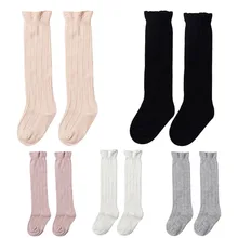 Высокие колготки из хлопка для новорожденных девочек; длинные однотонные гетры для маленьких девочек; гольфы