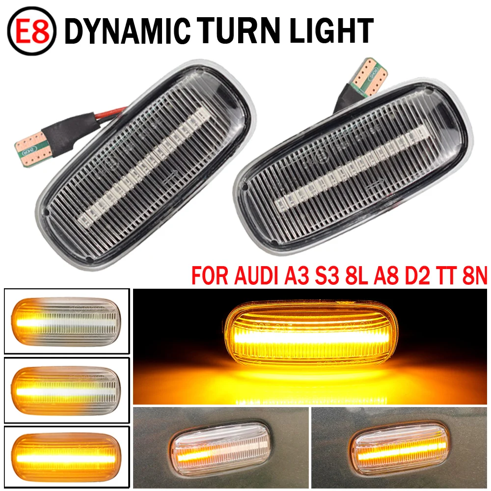 2x Audi A2 A3 A4 A6 A8 TT MK1 LED Sequential Side INDICATOR Smoked Amber Unit 16