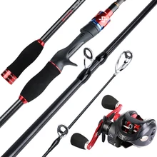 Sougayilang Rod Combo 4 Sections Carbon Fiber Casting Rod 2.1M/2.4M with Baitcasting Reel 12+1BB Right/Left Hand Fishing Reel