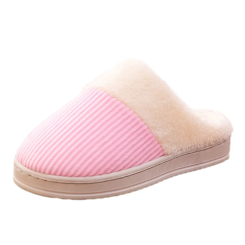 

Warm Non-slip Floor Home Slippers Indoor Shoes Indoor Bedroom Lovers Couples Floor Shoes Couples Striped Flock zapatos de mujer