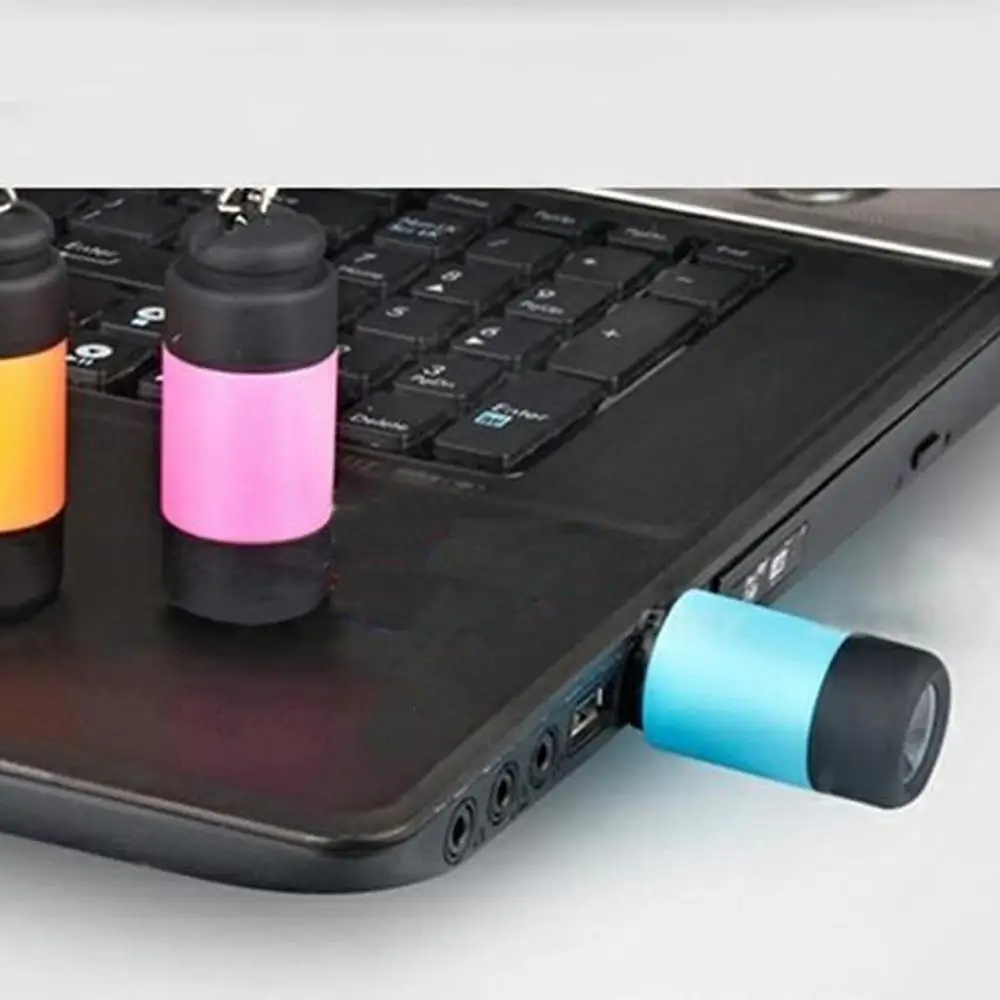 

Portable Mini Keychain Pocket USB Torch Rechargeable Flashlight Light Lamp Multicolor Waterproof Flashlight
